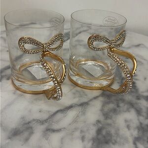 4 Crystal Bow Gold Accent Glass Tumbler - Set of 2